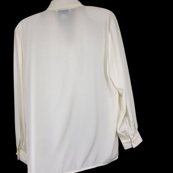 Vintage 80s Ivory Poet, Secretary Blouse w/Embroidered & Beaded Collar, SZ 12 - Picture 10 of 10